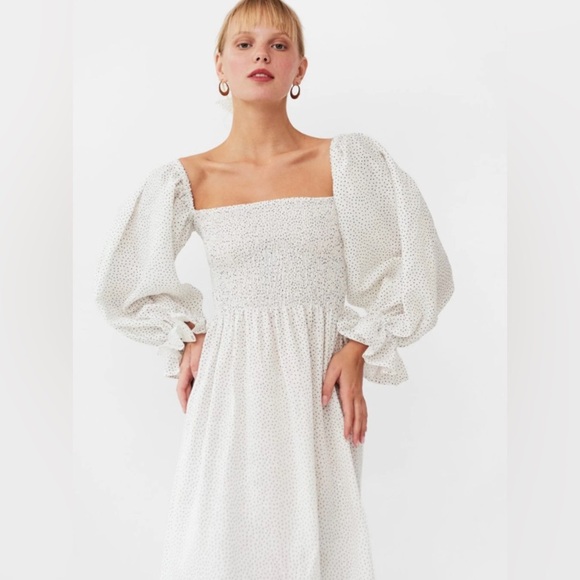 Sleeper Dresses & Skirts - Sleeper Atlanta White w/Black Dots Midi Dress size XL